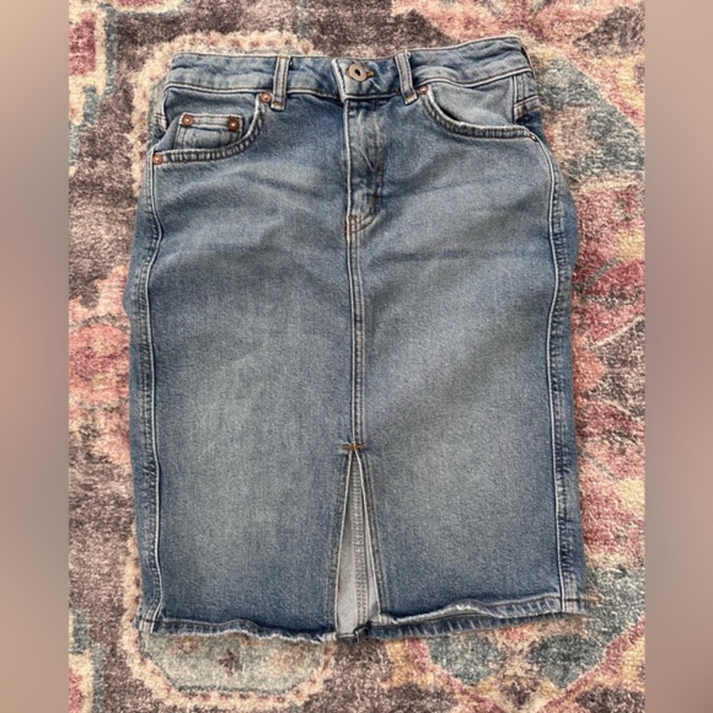 Pilcro and The Letterpress Anthropologie Pencil Skirt Distressed Stretch Size 0